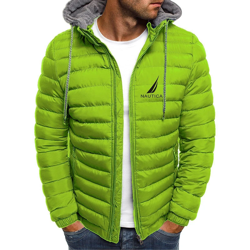 23Brand oversized down jacket NAUTICA men's detachable hat thickened hooded cardigan drawstring winter thickened warm jacket top