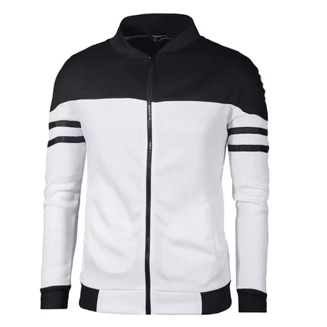 

NEW IN Stripe Jackets Patchwork Sweatshirt 2022 Spring Casual Male Coats Solid Zipper Sportswear Stand Collar Sliming Men Jacket
