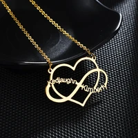 custom infinity two name necklaces hollow love heart nameplate jewelry stainless steel necklaces women custom necklace jewelry