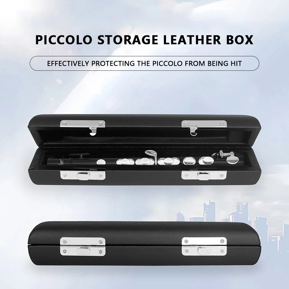 

16 Hole Short Flute Storage Box With Metal Buckle Leather Piccolo Box Woodwind Instrument Accessories Wind Instrument Case