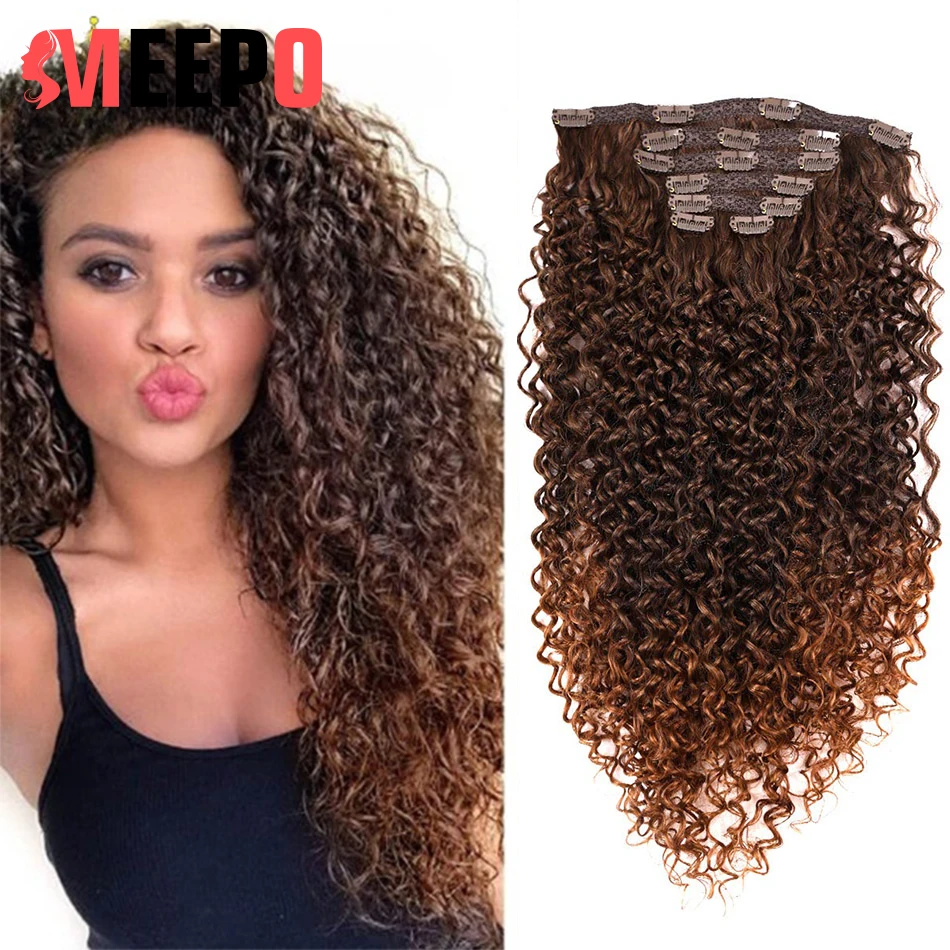 

Meepo кудрявые удлинители волос с зажимом 7 шт. 16 зажимов 26 дюймов 140 г синтетическая искусственная кожа с расчески цвет для черных женщин