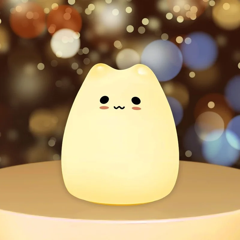 

Cute Cat Night Light for Kids Silicone Nursery Light for Bedroom 7Color Changing Ideal Gifts for Toddler Children Teenage Girls