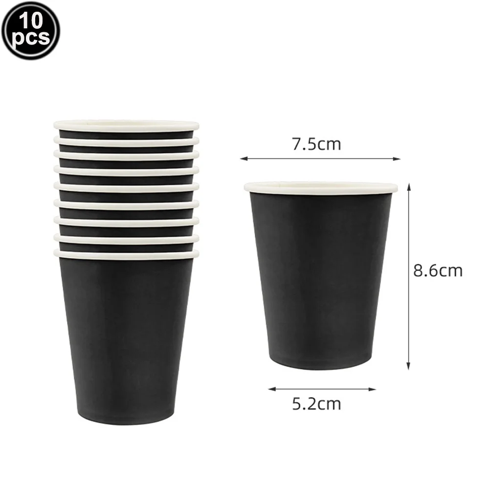 

Черная одноразовая посуда, бумажные тарелки, чашки, салфетки, черная бумажная посуда для дня рождения, свадьбы, детского душа, вечеринки, семейного пикника