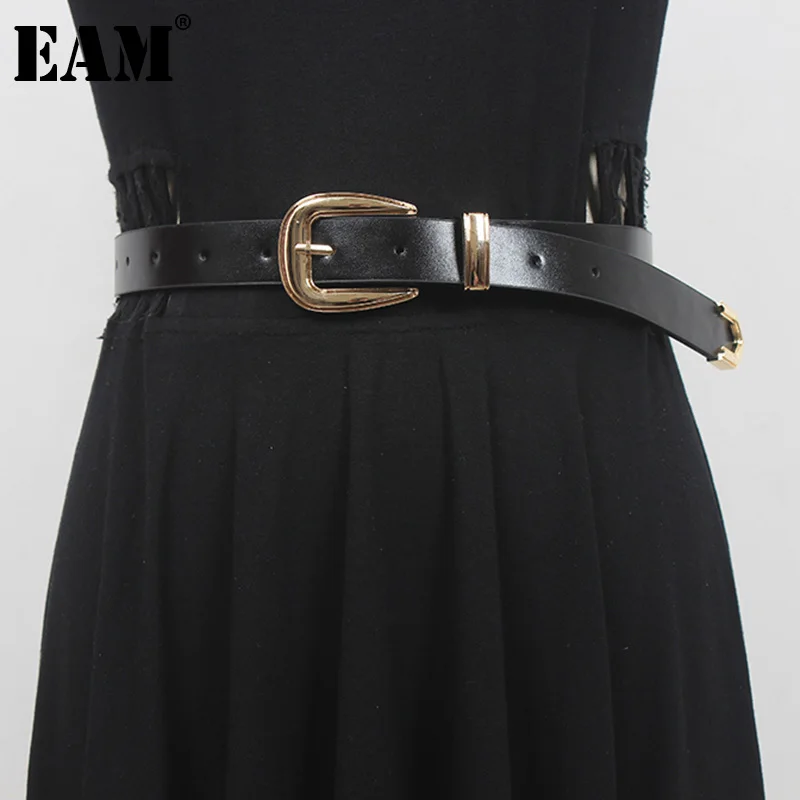 

[EAM] Black Metal Buckle Pu Leather Long Vintage Belt Personality Women New Fashion Tide All-match Spring Autumn 2023 1DF4044