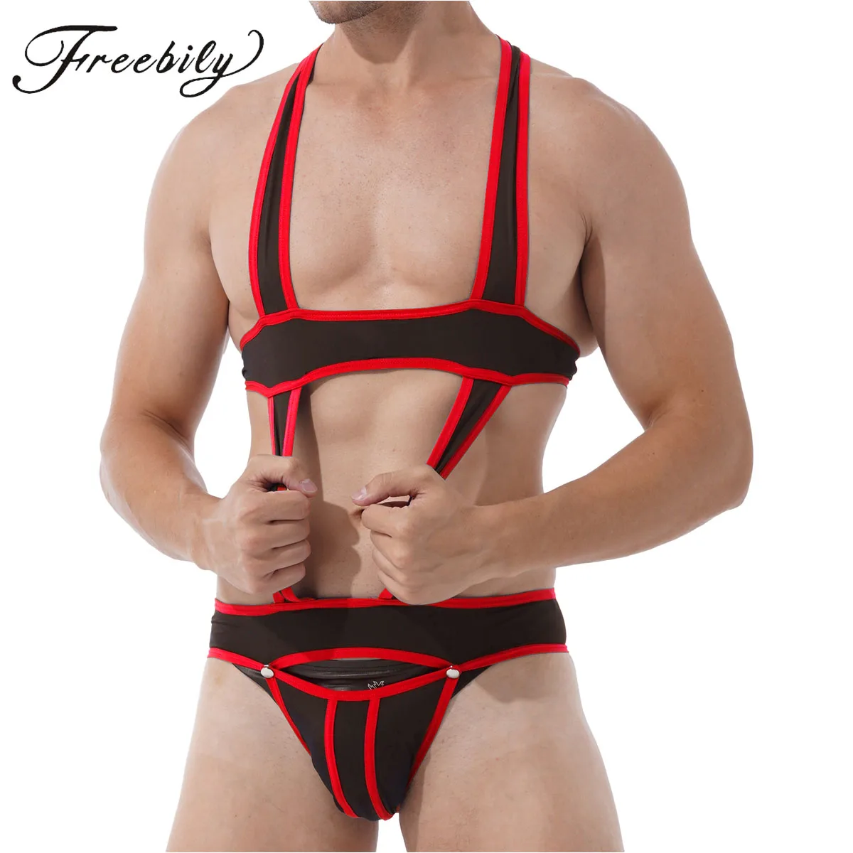 

Mens Sexy Hollow Out Bodysuit Jockstrap Bodywear Underwear Wrestling Singlet Leotard Jumpsuits Suspender Sexy Teddies Underwear
