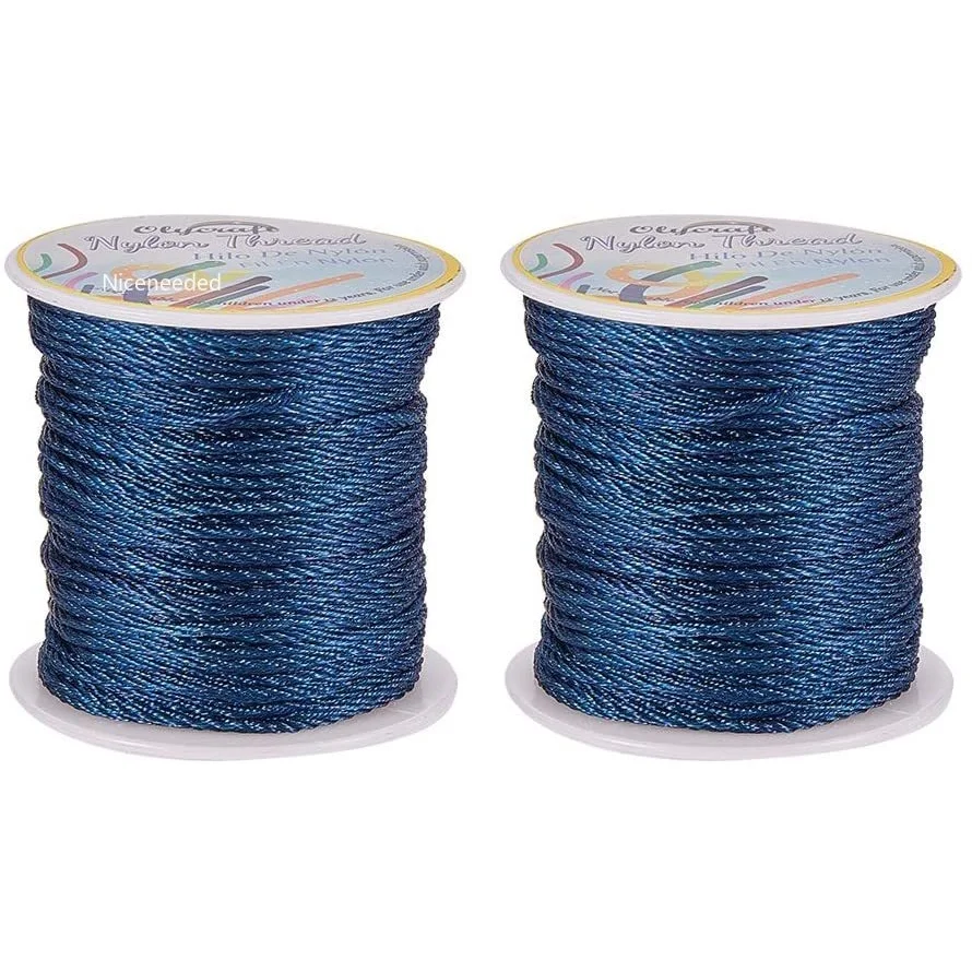 

100 Yards 1mm Nylon Cord Prussian Blue Metallic Twisted Nylon Cord Nylon Beading Cord for Jewelry Making and Crafts