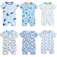 2022 new baby summer air conditioning clothing cotton short sleeved one piece baby pajamas baby home clothes