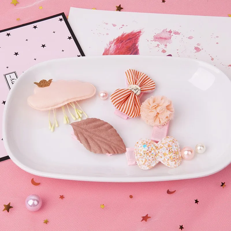 

5pcs Baby girls Sweet Solid hair clips Hairpins Bow hair ties dress Barrettes accesorios para el cabello kids hair accessories