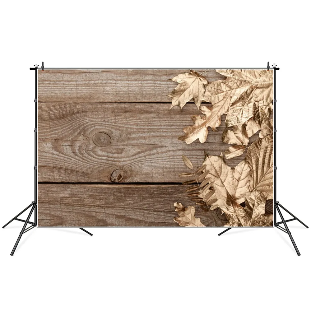 

Metal Color Leaves Wooden Plank Photography Backdrops Custom Autumn Custom Home Party Decoration Ins Studio Photo Backgrounds