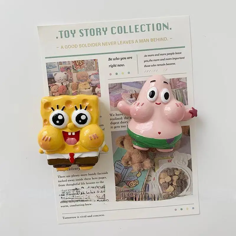 Kawaii Spongebobed Patrick Star Cartoon Cute 3D Stereo Refrigerator Sticker Message Board Anime Plush Toy for Girl Birthday Gift