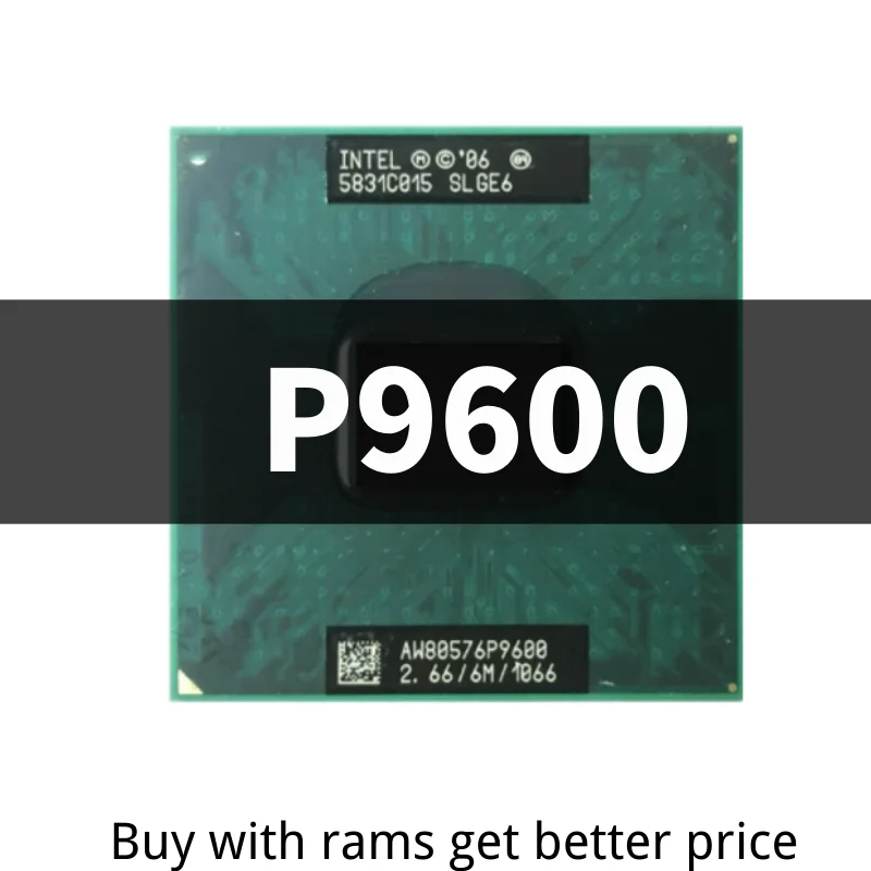 

Core 2 Duo Mobile P9600 SLGE6 2.6 GHz Dual-Core Dual-Thread CPU Processor 6M 25W Socket P