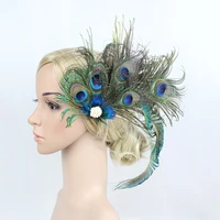 fascinator 1920s peacock feather headband clothing hairpin head trim side clip performance party jewelry accessories bride