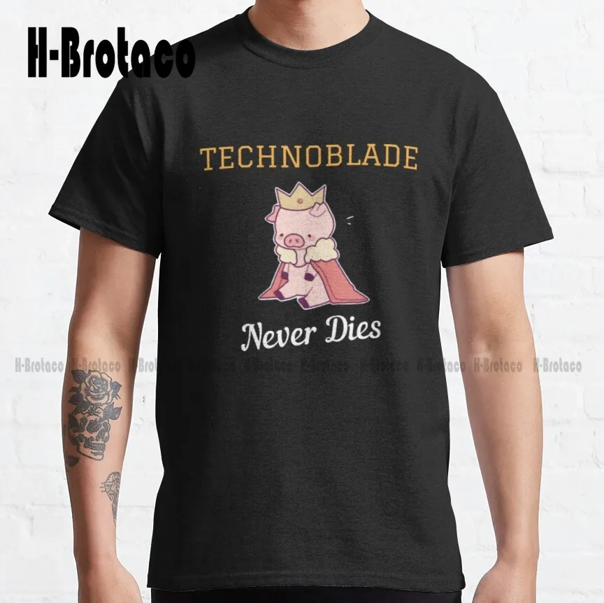 

Классическая футболка Technoblade Never Dies, индивидуальный подарок, забавная художественная уличная одежда, мультяшная футболка, креативная забав...
