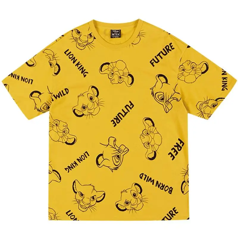 

Harajuku Best Selling Bottoming Lion Print Short Sleeve Y2K T-shirt Men's Trend All Over Print New Summer Loose Print Top Men