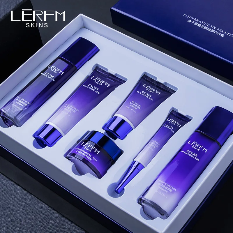 

Lerfm Caviar Hyaluronic Acid Skin Care Six-Piece Set Fade Wrinkles Moisturizing Remove Freckles Skin Care Product Set