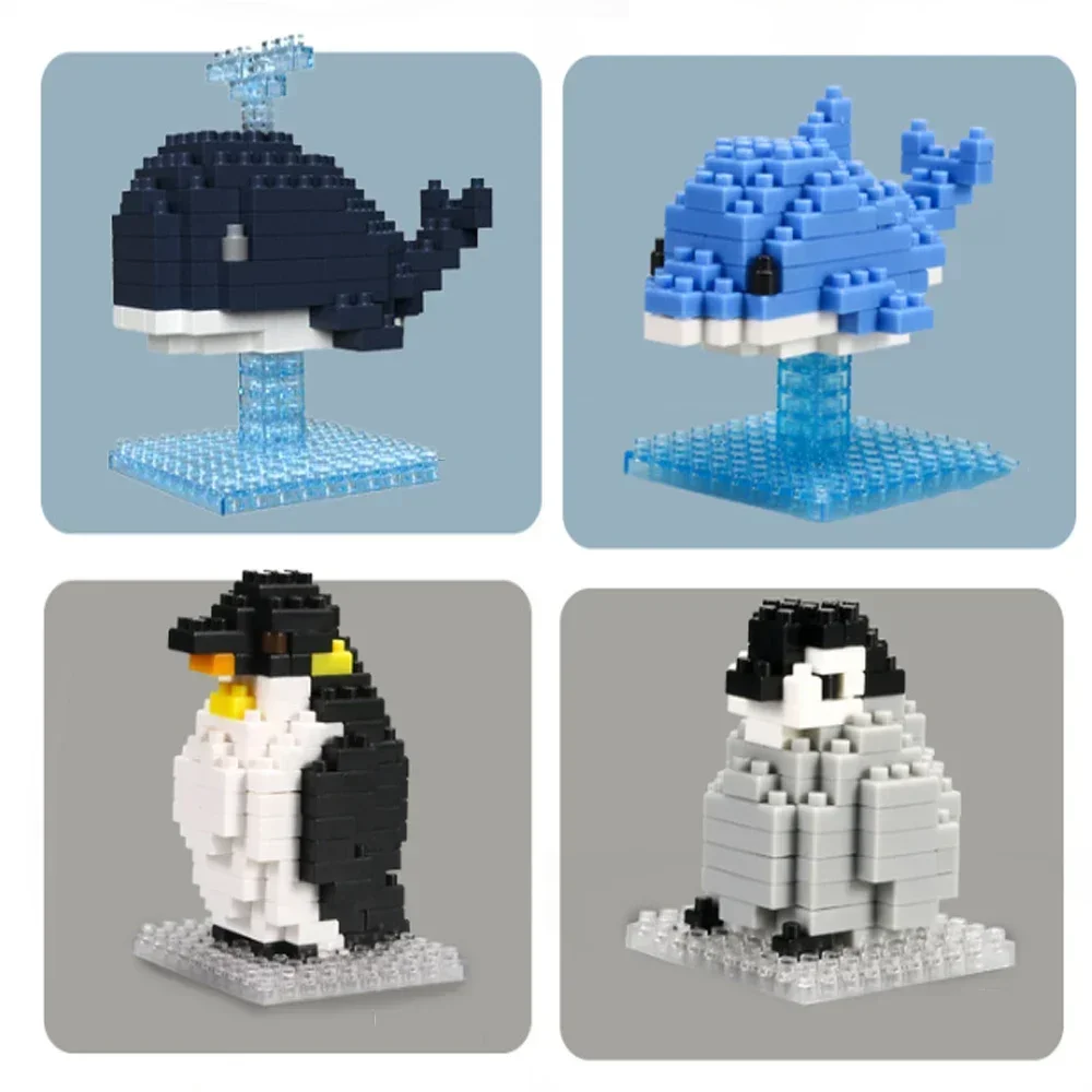 Строительные блоки с животными украшения сделай сам кит дельфин пингвин —