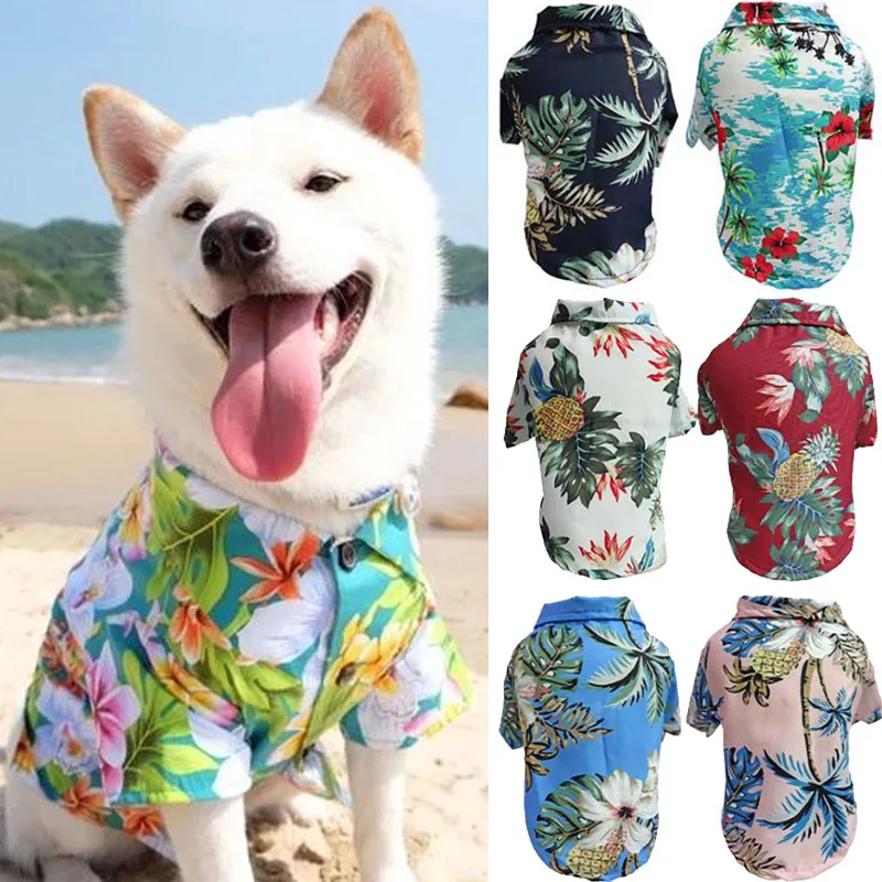 

Hawaiian Pet Dog T-Shirt Summer Beach Island Wind Big Dog French Bulldog Golden Retriever Schnauzer Puppy Vest Cheap Wholesale