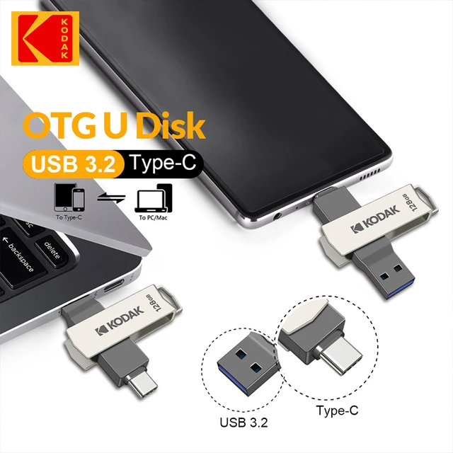 100% Original KODAK OTG type c K273 USB 3.2 USB Flash Drive Pendrive 128GB 64GB Pen Drive for Laptop PC Media player Cellphone 6