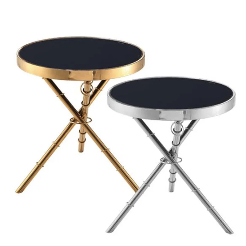 

Fashion Coffee Tables Light Luxury Nordic Golden Corner Stainless Steel Glass Round Small Tea Table