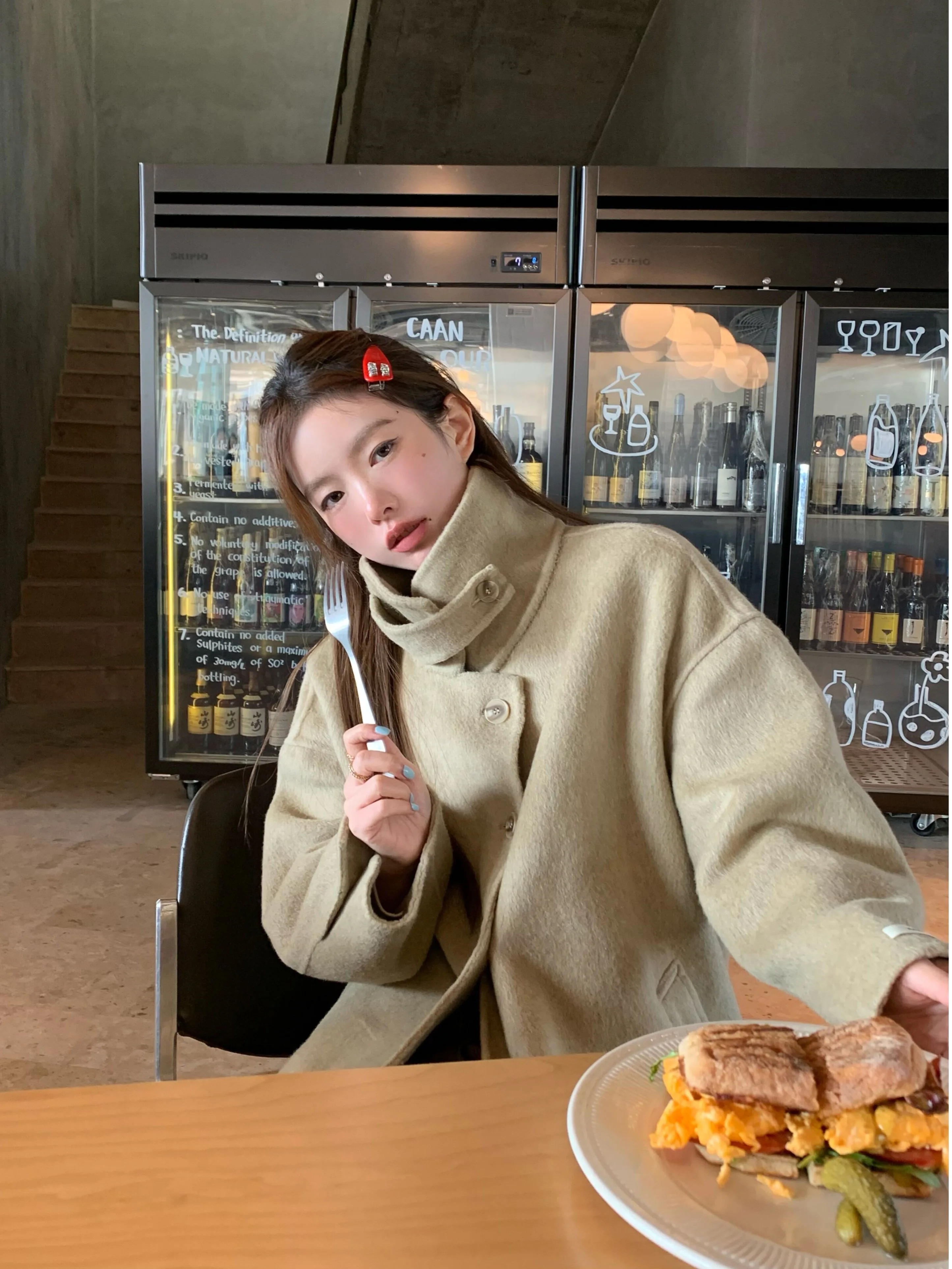 High-End Stand Collar Single-Breasted Woolen Jacket Women Winter Korean Series Loose Temperament Long ...