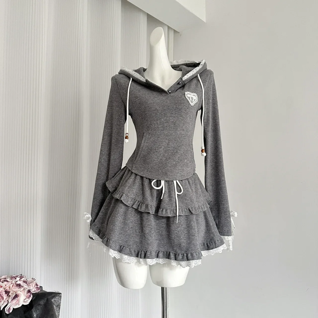 Женский комплект полуплатья Grace Slimming Aesthetics Pure Desire облегающий топ с капюшоном и