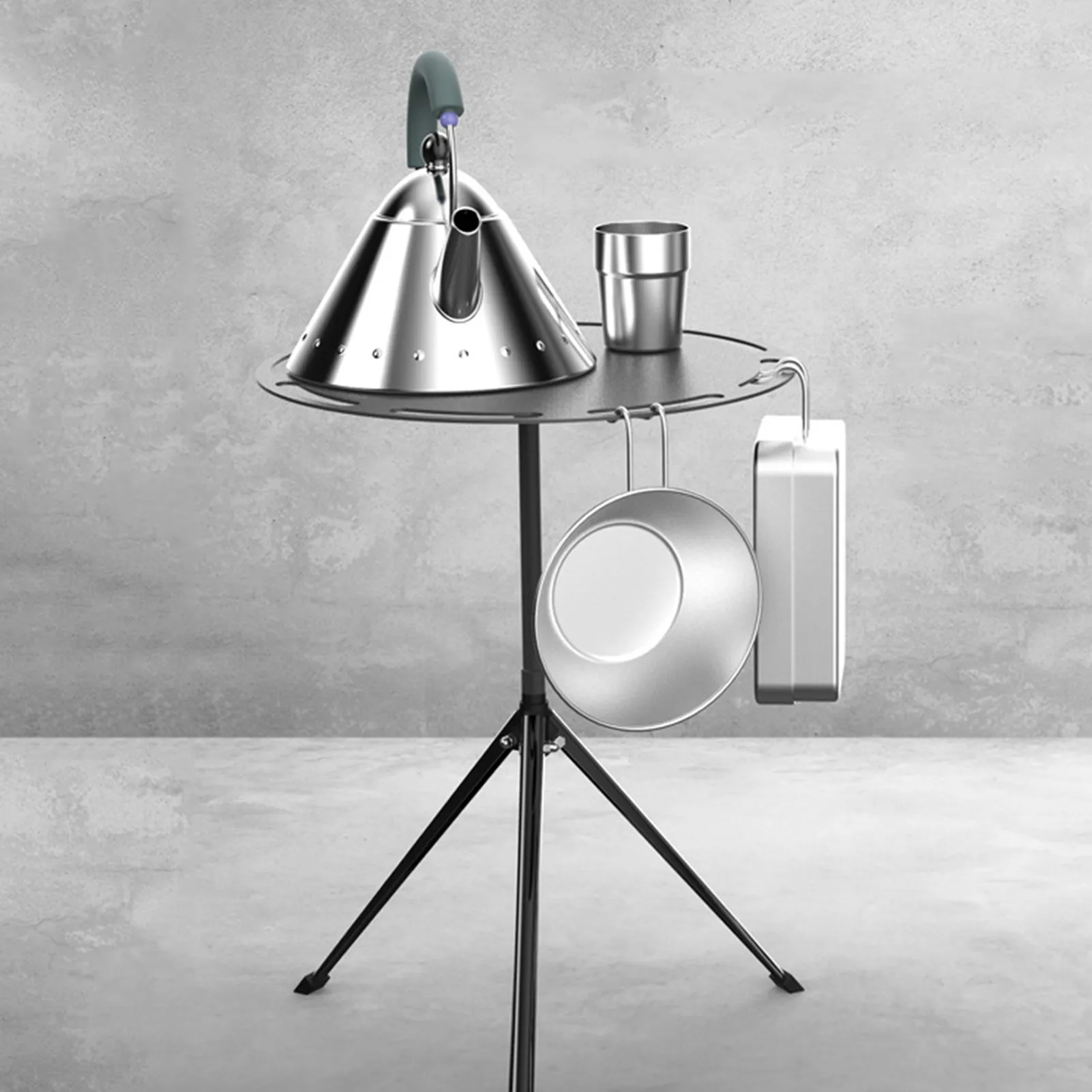 

Круглый складной стол, регулируемый столик для пикника и кемпинга с треугольной стабильной поддержкой, для балкона, сада, газона