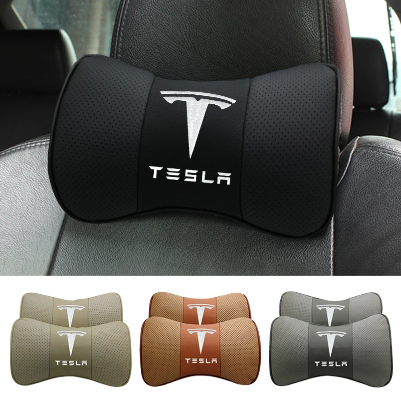 

Подушка под шею для подголовника сиденья Tesla Model S Model X Model3 Roadster Cybertruck, аксессуары для интерьера автомобиля, 2 шт.