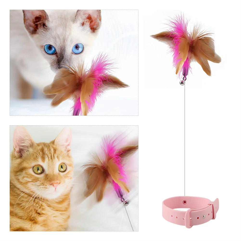 

Cat Toy Collar Wand Toys Kitten Teaser Interactive Stick Cats Indoor Pet Teasing Catcher Playing Exerciser Funny Exercise