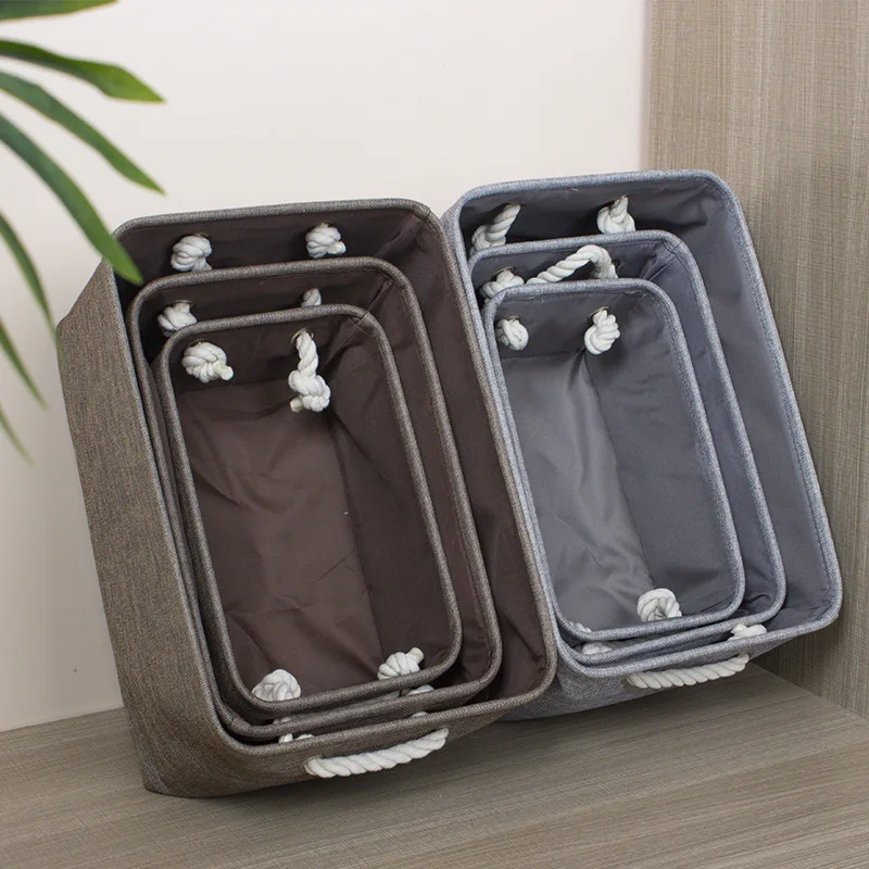 

Cotton Linen Folding Storage Baskets Kids Toys Organizer Clothes and Sundries Storage Box Cabinet Storage Bag Laundry Basket