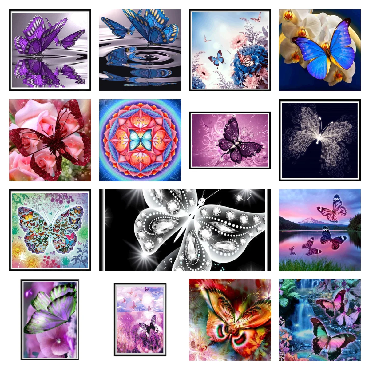 

5D Diamond Painting Animal Butterfly Round Diamond Sticker Diamond DIY Embroidery Set Diamond Ornament Mosaic Handmade Gift