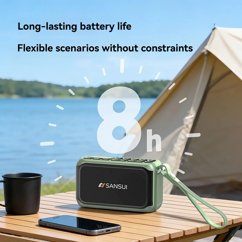 Фото Цифровое FM-радио SANSUI F81, 15 Вт, беспроводной Bluetooth-динамик, полнодиапазонный динамик, басовая диафрагма, HD-вызовы, красочная RGB-подсветка, AUX/USB №5