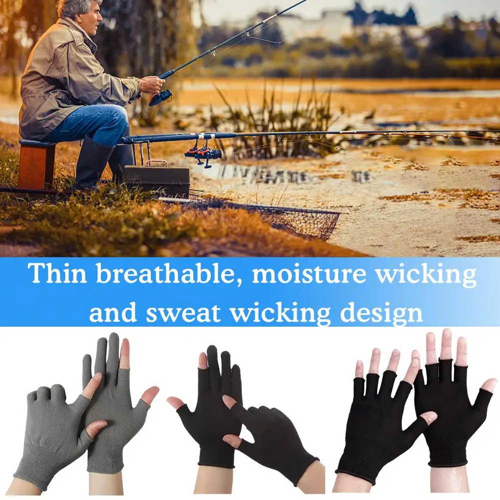 

1 Pair Fishing Gloves Sunscreen UV Protection Non-slip Breathable Sports Gloves Fishing Outdoor Cycling Men Women Fish Equi K2D9