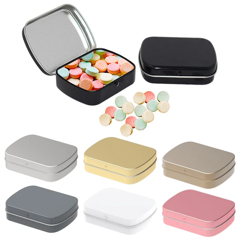

1PC Mini Metal Hinged Tin Box Portable Small Rectangular Flip Iron Box Storage For Candy Jewelry Collect Home Party Supplies New