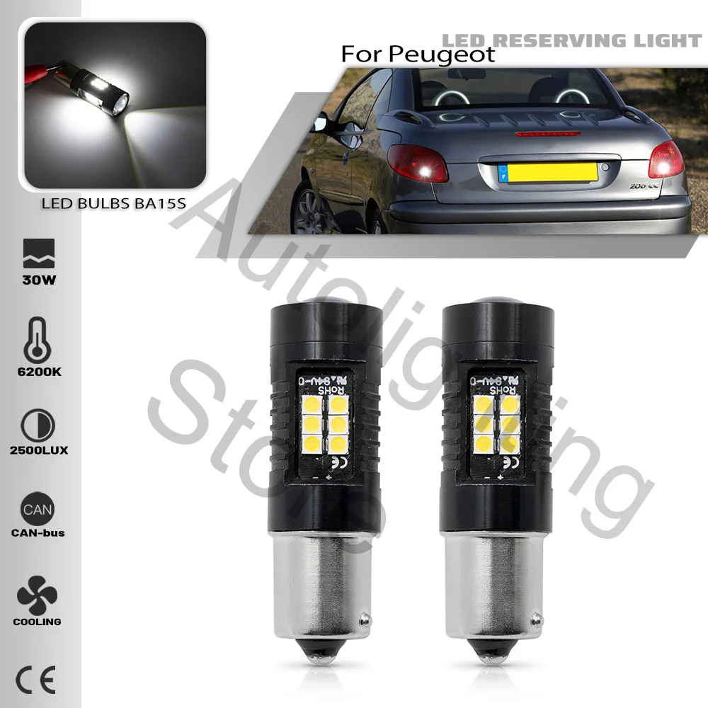 

2 светодиодный т., задсветильник светодиодные лампы для Peugeot 1007 106 108 2008 205 Citroen C1 C3 P21W BA15S 206 7506