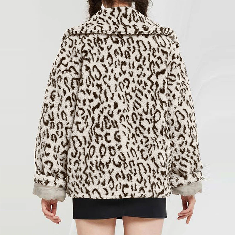 Luxury Fashion Leopard Jackets and Coats Women 2022 Winter Thick Warm Fur Outerwear Leopard Faux Fur Coat Female