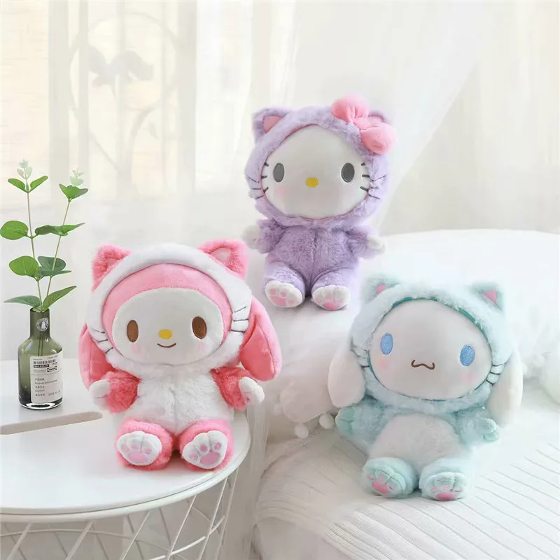 

New Kawaii Sanrio Hello Kitty My Melody Cinnamoroll Plush Toys Anime Fans Stuffed Cute Children Toys for Girls Birthday Present