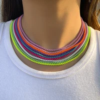 lacteo fashion candy color geometric chain necklaces for women men simple summer chain choker necklace 2022 jewelry accessories