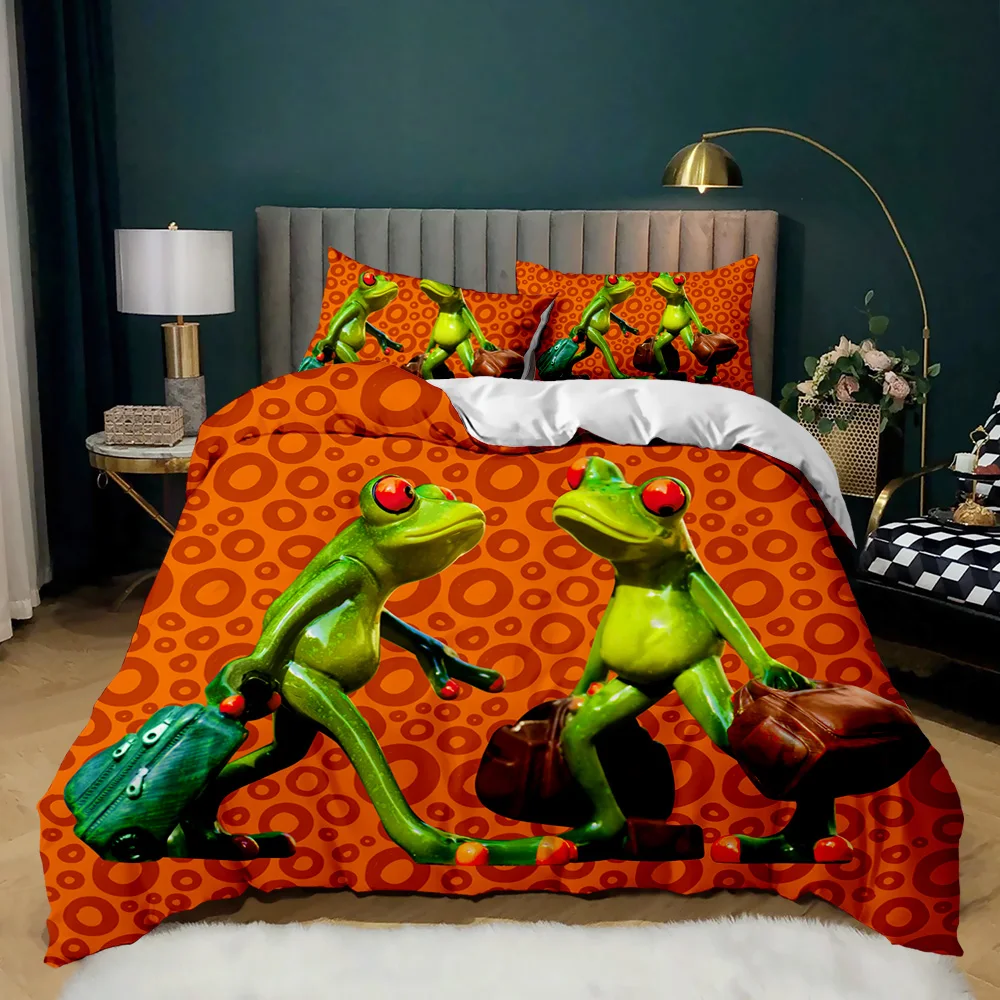 

Frog Duvet Cover Set Reptile Wildlife Cover for Teens Adults Twin Double Queen King Size Polyester Qulit Cover Animal Comforter