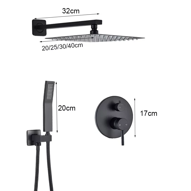 

Matte Black Shower Faucet Brass Shower Set Rainfall Shower Mixer Tap Matte Black Bath Shower Tap Brass 2-ways Mixer Valve