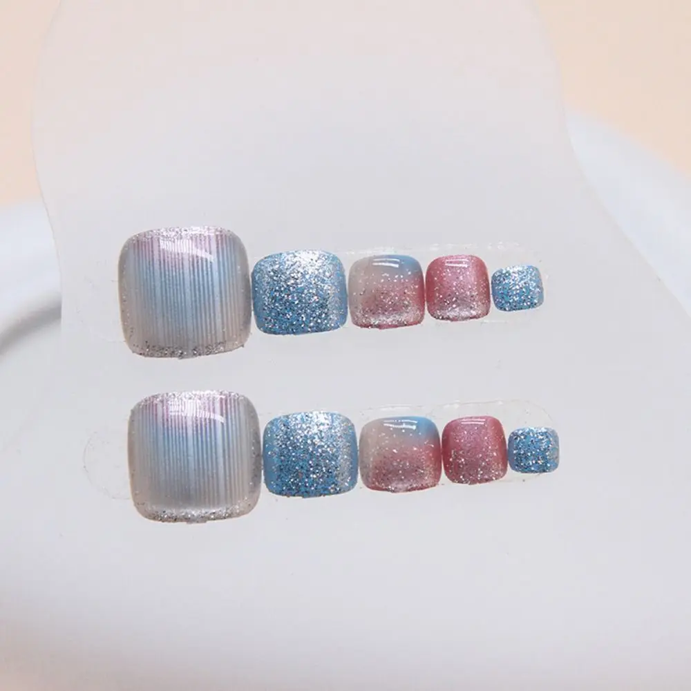 24 шт. Новые Короткие квадратные накладные ногти французский полное покрытие