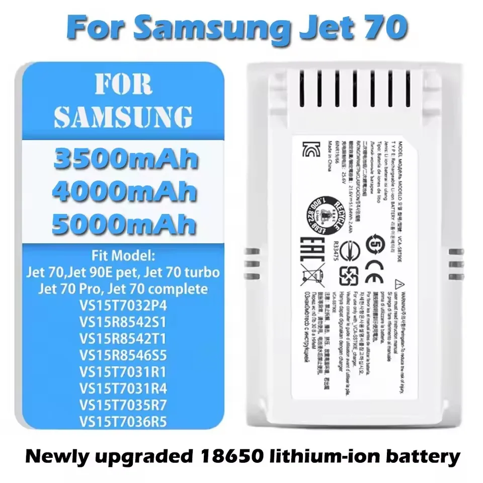 Фото Сменный аккумулятор 5000 мАч для пылесосов Samsung VCA-SBT90E, Jet90E Pet, Jet70, Jet70 Turbo, Jet70 Pro, Jet70 Comple. №2