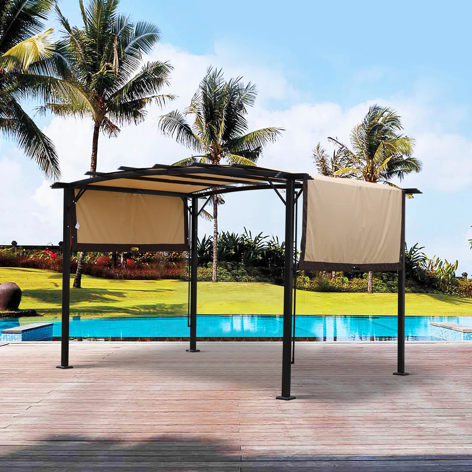 Steel Frame Grape Gazebo Sunshelter Pergola[us-stock]
