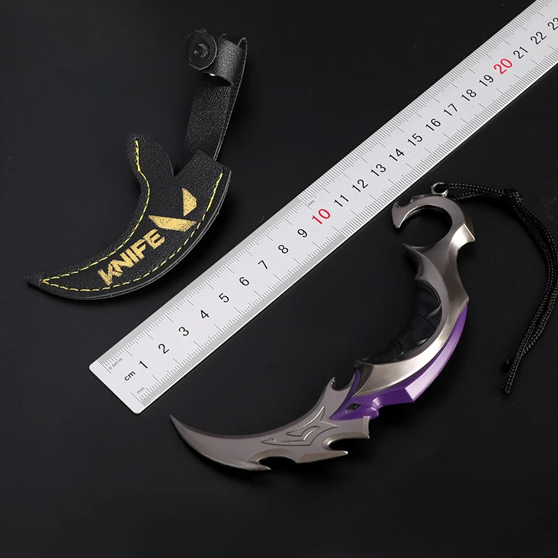 Фото 6-дюймовая металлическая модель Valorant EP5 Karambit с кобурой, держатель для ножа, реплика, игровой военный тренировочный нож с когтями, игрушки, сейф №5