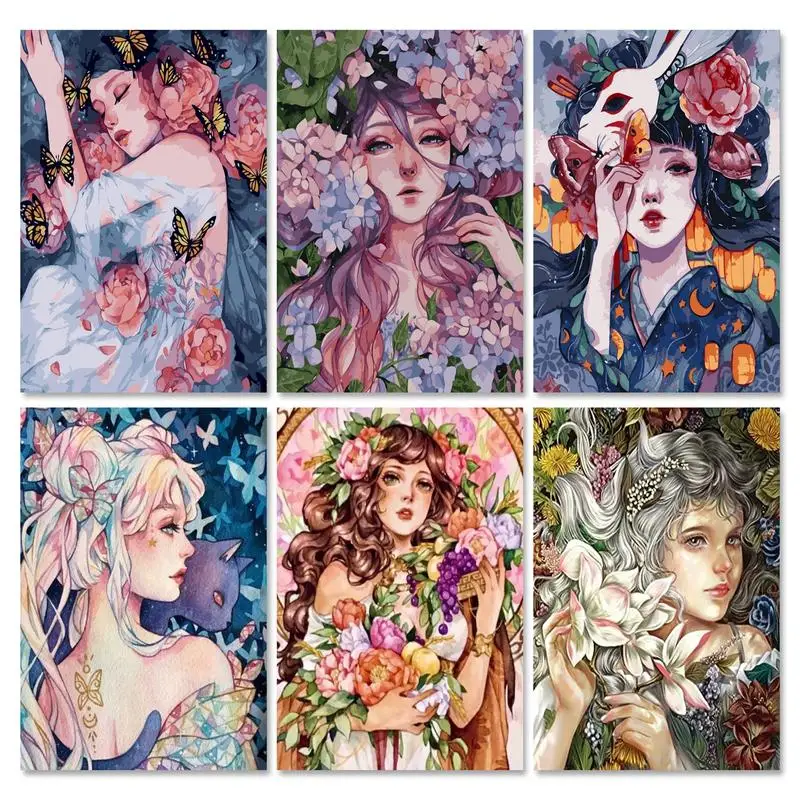 

GATYZTORY Classic Paint by Numbers Girl on Canvas Decorative Paintings Kits Oil Handpainted Adults Crafts Art Supplies