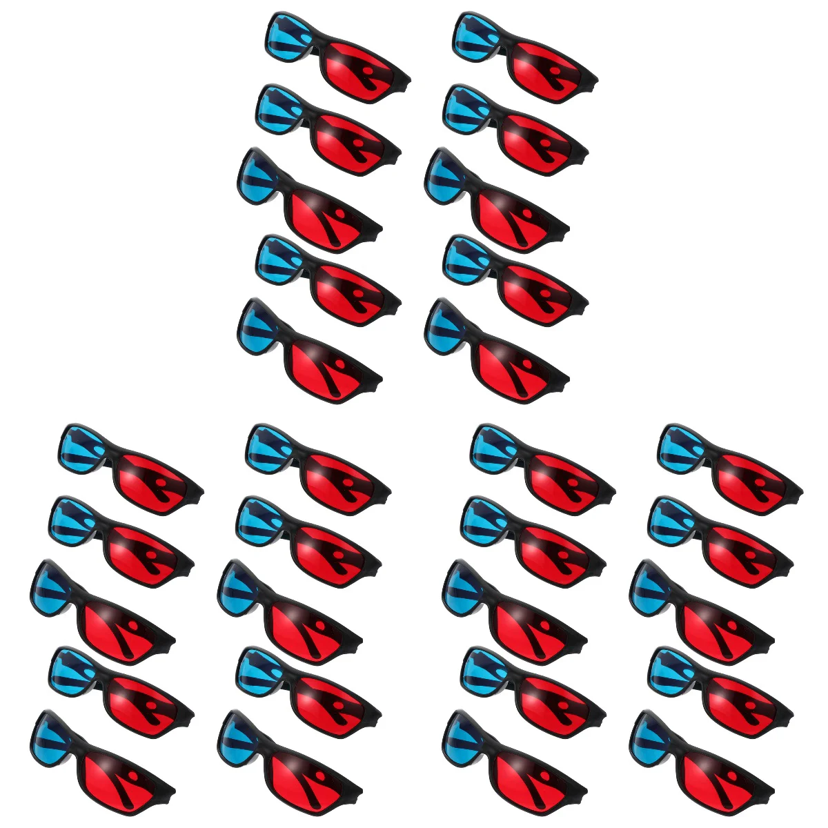 

30 pcs Black Frame Red Blue 3D Glasses Dimensional TV Movie Game Video Glasses