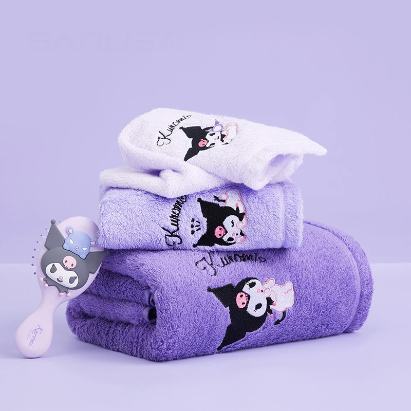 

Милое полотенце с аниме Pompompurin, банное полотенце Sanrio Kuromi, полотенце из чистого хлопка для плавания, новое хлопковое банное полотенце для взрослых