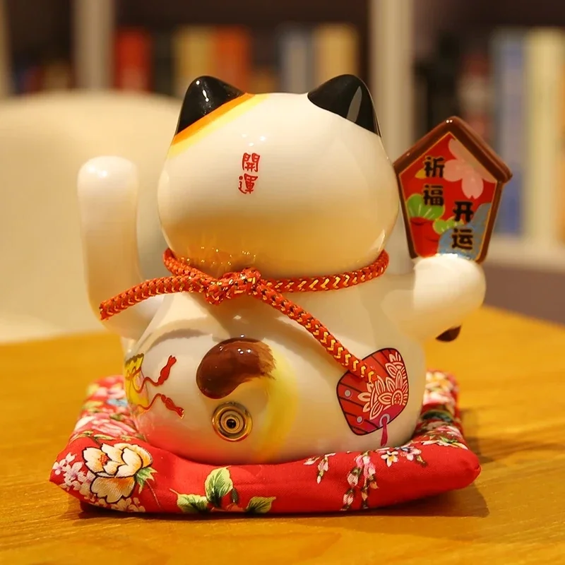 6-дюймовый керамический кот размахивающий руки кошка удачи электрический Maneki Neko