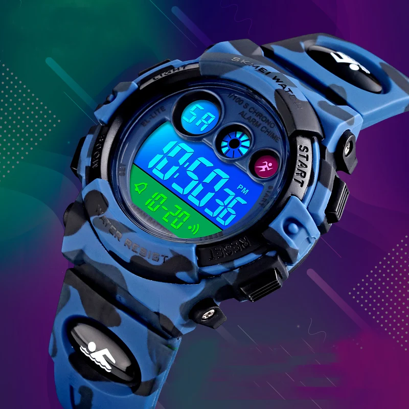 Camouflage Military Kids Sport Watches Waterproof Electronic Wristwatch Stop Watch Clock Children Digital for Boys Girls | Наручные часы