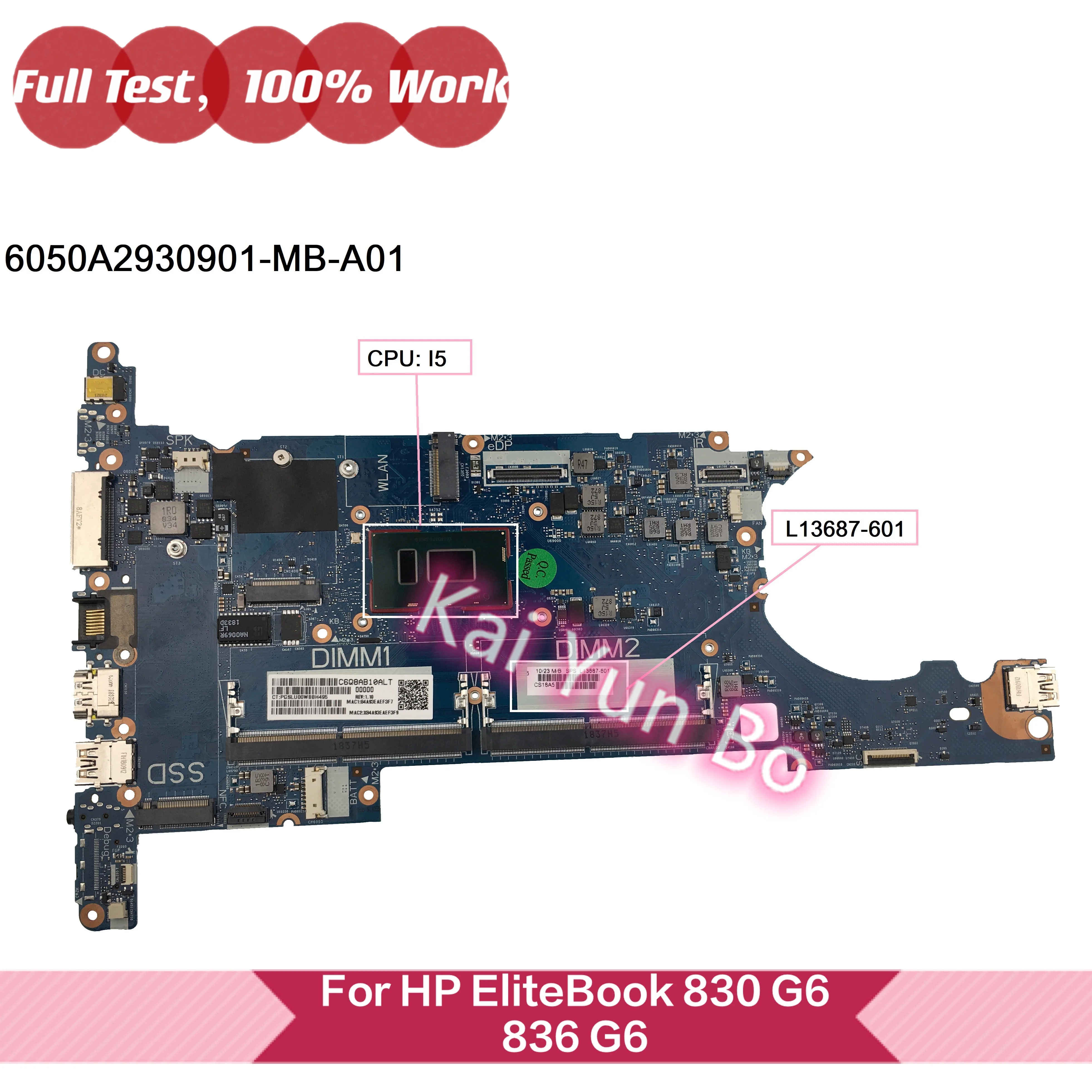 

Материнская плата для ноутбука HP EliteBook 830 G5 6050A2930901, внешняя деталь с i5-8350U, процессор DDR4 100%, тест ОК