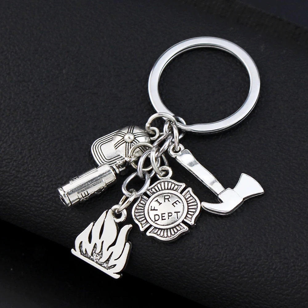 Модный брелок для ключей с огнетушителем и огнетушителем, кольцо для ключей с героем пожарной службы, подарок, креативные модные ювелирные изделия с аксессуарами, подарки